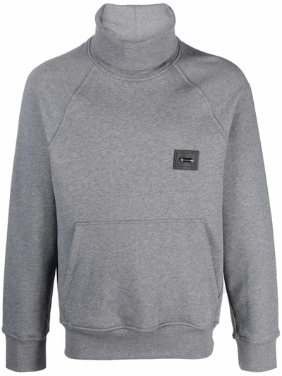 Shop Neil Barrett Logo-patch Rollneck Sweatshirt In Grey