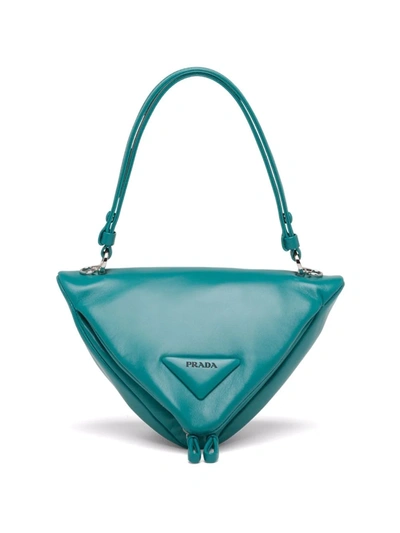 Shop Prada Triangle Tote Bag In 蓝色