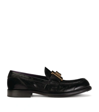 Shop Dolce & Gabbana Leather Logo Plaque Loafers In Multi