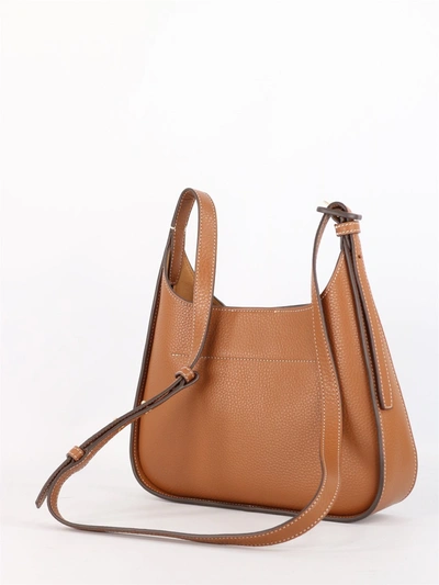 Shop Tory Burch Miller Small Hobo Leather Bag In Brown