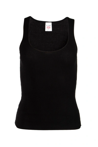 Shop Re/done Ribbed Tank Top In Black