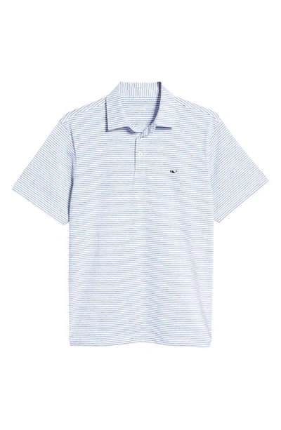 Vineyard Vines Stripe Sankaty Short Sleeve Performance Polo In Yacht Blue Tejeda