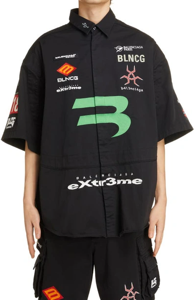 Shop Balenciaga Gamer Button-up Shirt In Black