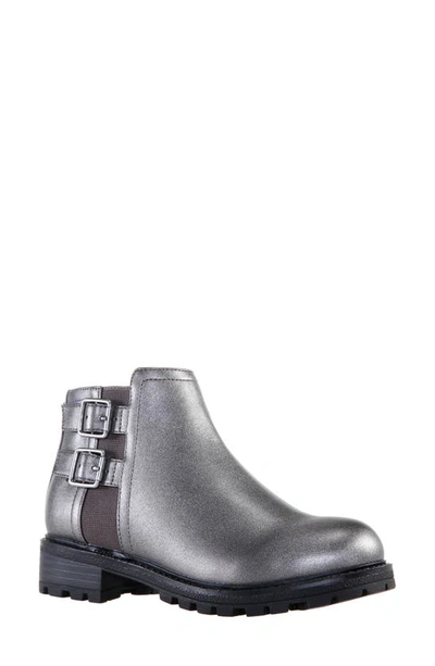 Shop Nina Tandy Buckle Bootie In Pewter Smooth
