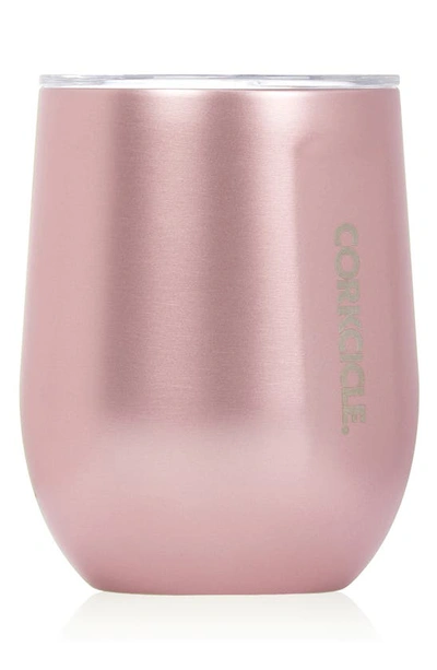 Shop Corkcicle Stemless Insulated Wine Glass In Rose Metallic