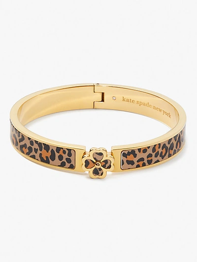 Kate Spade Gold-tone Spade Flower Printed Bangle Bracelet In Leopard |  ModeSens