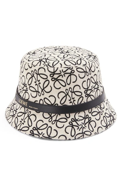 Shop Loewe Anagram Jacquard Bucket Hat In Ecru/ Black