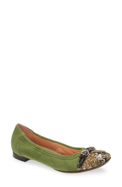 Shop Agl Attilio Giusti Leombruni Monika Cap Toe Ballet Flat In Forest/ Olive/ Pebble