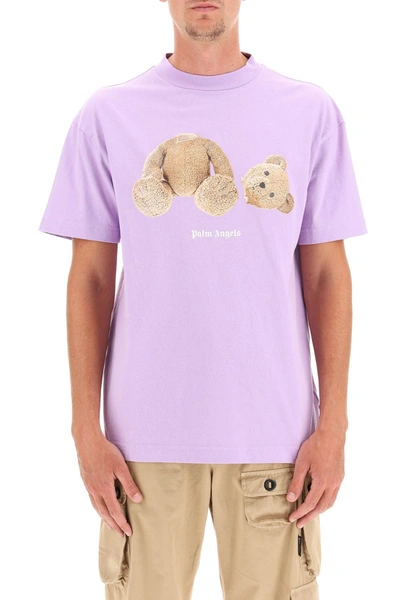 Shop Palm Angels Bear Print T-shirt In Purple