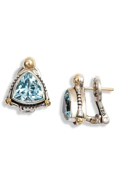 Shop Konstantino Delos Triangle Stone Stud Earrings In Blue Topaz
