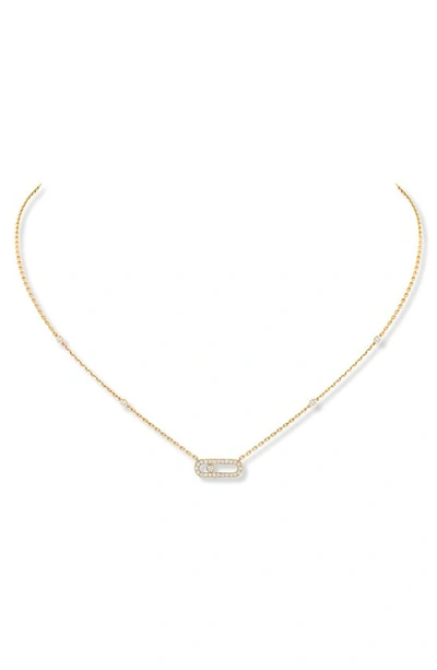 Shop Messika Move Uno Pave Diamond Pendant Necklace In Yellow Gold