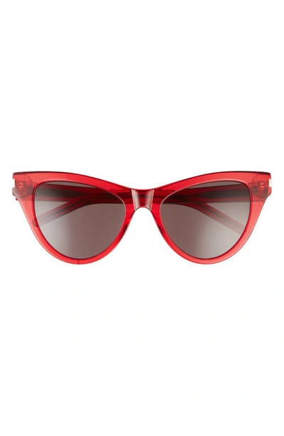 Shop Saint Laurent 54mm Cat Eye Sunglasses In Red/ Black