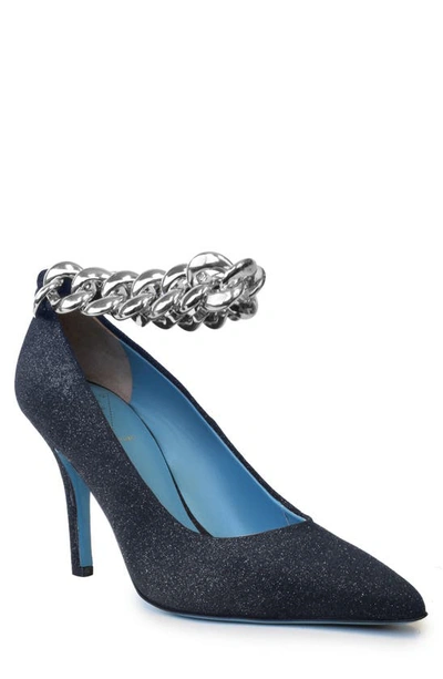 Shop Valentina Rangoni Fenice Chain Ankle Strap Pump In Grey Rainbow Glitter