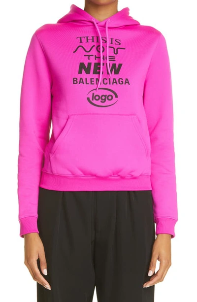 Shop Balenciaga This Is Not Logo Fitted Graphic Hoodie In Lipstick Pink/ Black