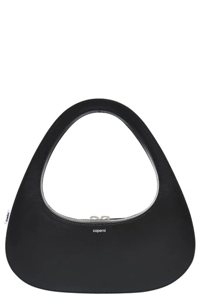 Shop Coperni Swipe Baguette Leather Top Handle Bag In Black