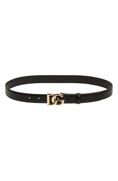 Shop Dolce & Gabbana Dg Logo Buckle Leather Belt In Nero