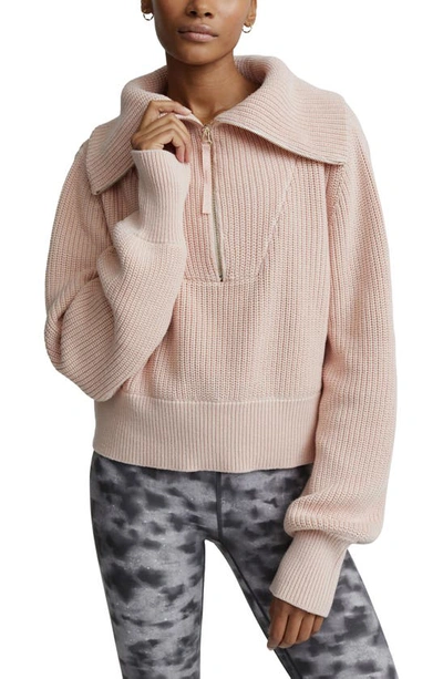 Shop Varley Mentone Half Zip Sweater In Putty Pink