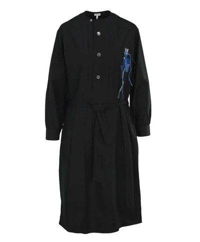 Shop Loewe Ladies Embroidered Tunic Shirt Dress In Black