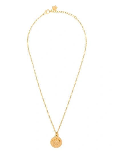 Shop Versace Gold-colored Metal Necklace With Medusa Pendant In Metallic