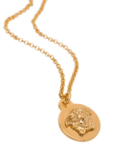 Shop Versace Gold-colored Metal Necklace With Medusa Pendant In Metallic