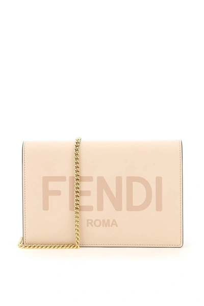 Shop Fendi Mini Wallet Bag With Chain In Pink