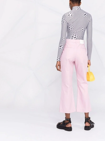 Shop Msgm Pressed-crease Cotton Tailored Trousers In Black