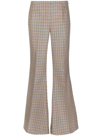 Stella Mccartney Houndstooth-pattern Flared Trousers In Beige