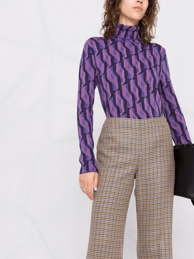 Stella Mccartney Houndstooth-pattern Flared Trousers In Beige
