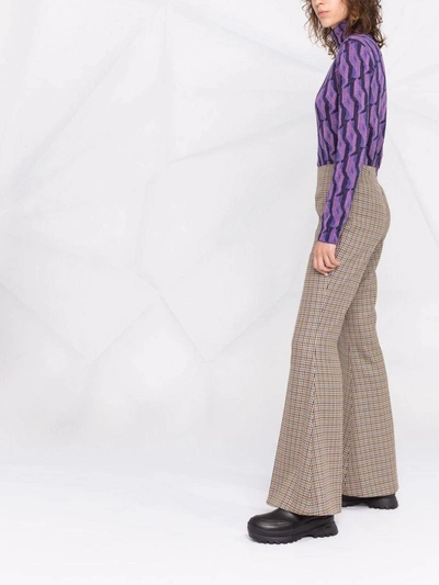 Stella Mccartney Houndstooth-pattern Flared Trousers In Beige