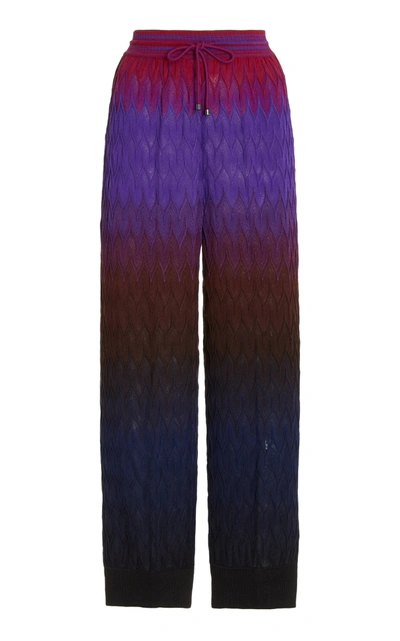 Shop Missoni Women's Ombre Knit Wool Joggers In Purple