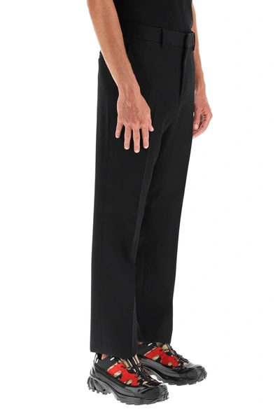 Shop Burberry Tailored Wool Trousers In Black