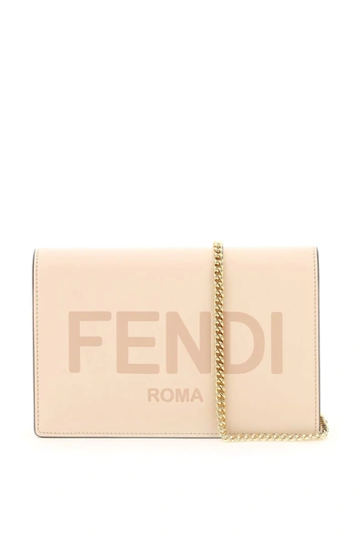 Shop Fendi Mini Wallet Bag With Chain In Pink