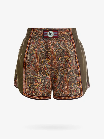 Shop Etro Shorts In Green