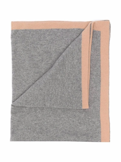 Siola Contrasting Border Cashmere Blanket In Grey