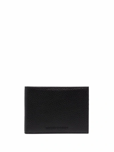 Shop Emporio Armani Pebbled Bi-fold Wallet In Black