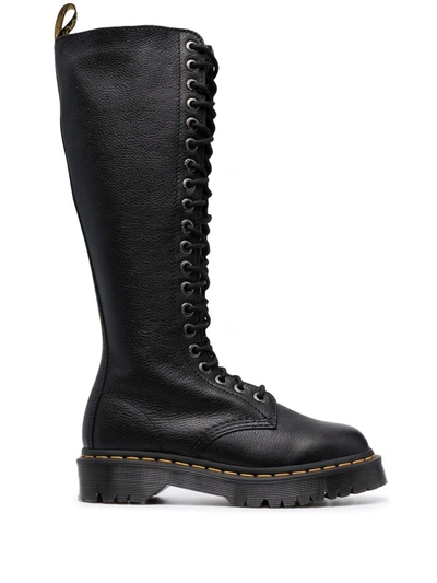 1B60 系带皮质高筒靴