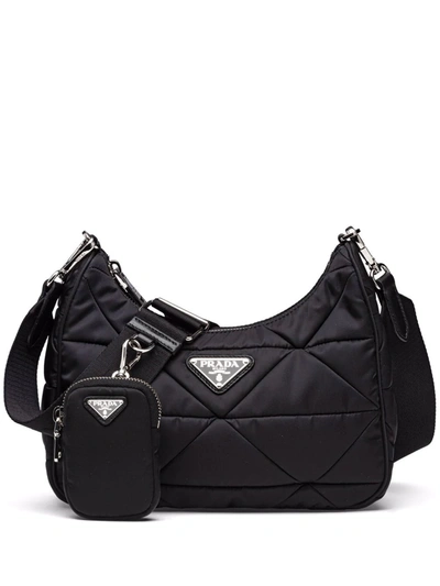 Shop Prada Re-nylon Quilted Shoulder Bag In Black