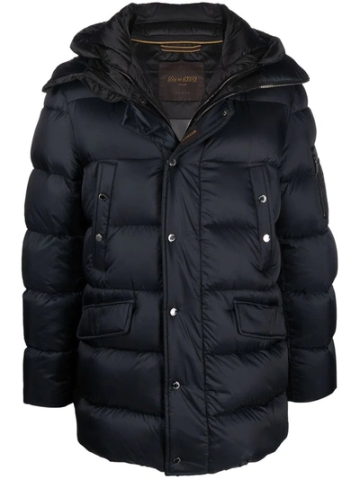 Moorer Hooded Zip-up Padded Coat In Blue