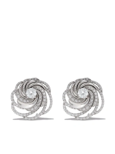 Shop De Beers Jewellers 18kt White Gold Aria Diamond Stud Earrings