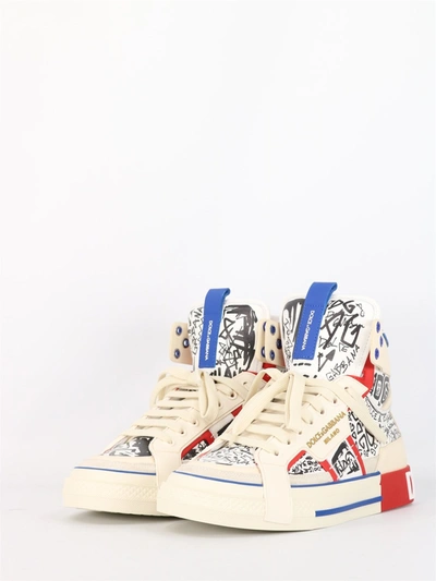 Shop Dolce & Gabbana Graffiti High Sneakers In Multicolor