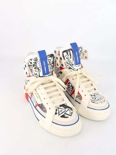 Shop Dolce & Gabbana Graffiti High Sneakers In Multicolor