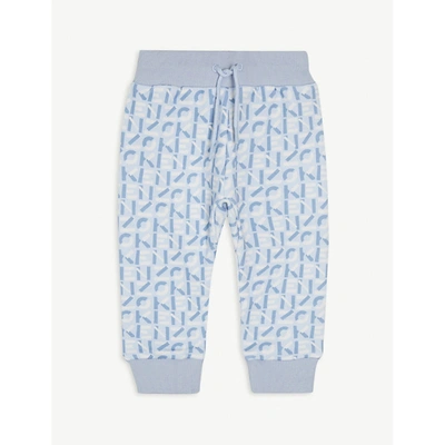 Shop Kenzo Pale Blue Logo-print Cotton-blend Jogging Bottoms 6-36 Months 12 Months