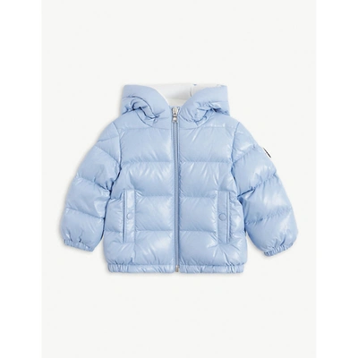 Moncler Babies' Feather-down Hooded Puffer Jacket In Blue | ModeSens