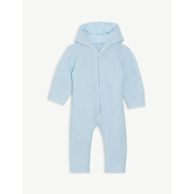 Shop Stella Mccartney Light Blue Doggie Hooded Cotton-blend All-in-one 3-9 Months 6 Months