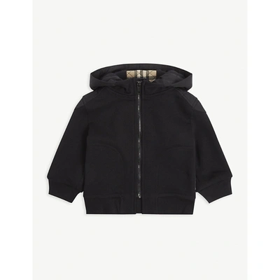 Shop Burberry Black Timothie Logo-embossed Cotton Hoody 6-24 Months 18 Months
