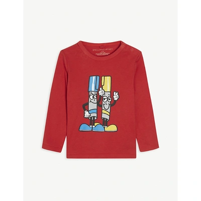 Shop Stella Mccartney Rusty Red Painting Friends Graphic-print Cotton T-shirt 3-36 Months 24 Months