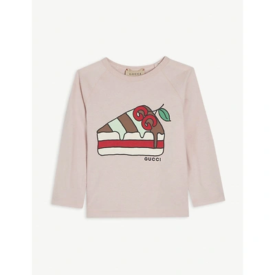 Shop Gucci Faded Rose/mc Cake Logo-print Cotton Sweatshirt 3-36 Months 36 Months In Multi