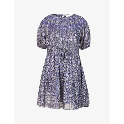 Shop Ba&sh Womens Bleu 0110 Iris Floral-print Cotton-blend Mini Dress M
