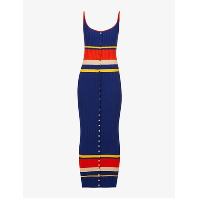 Shop Paco Rabanne Womens 70 S Tennis Stripes Tennis Striped Cotton-blend Maxi Dress Xl