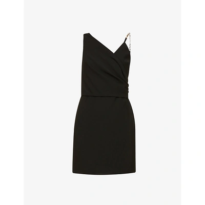 Shop Givenchy Womens Black Chain-embellished V-neck Crepe Mini Dress 6